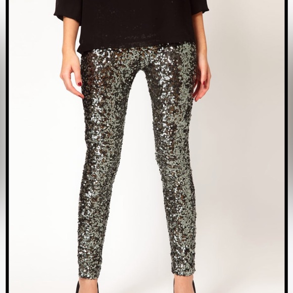 French Connection Sequin Legging size S - Picture 4 of 5